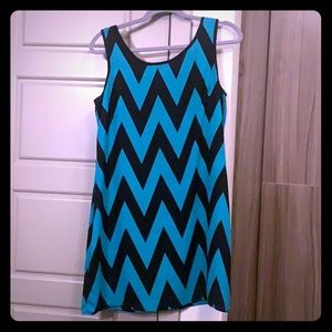 Black and teal chevron dress